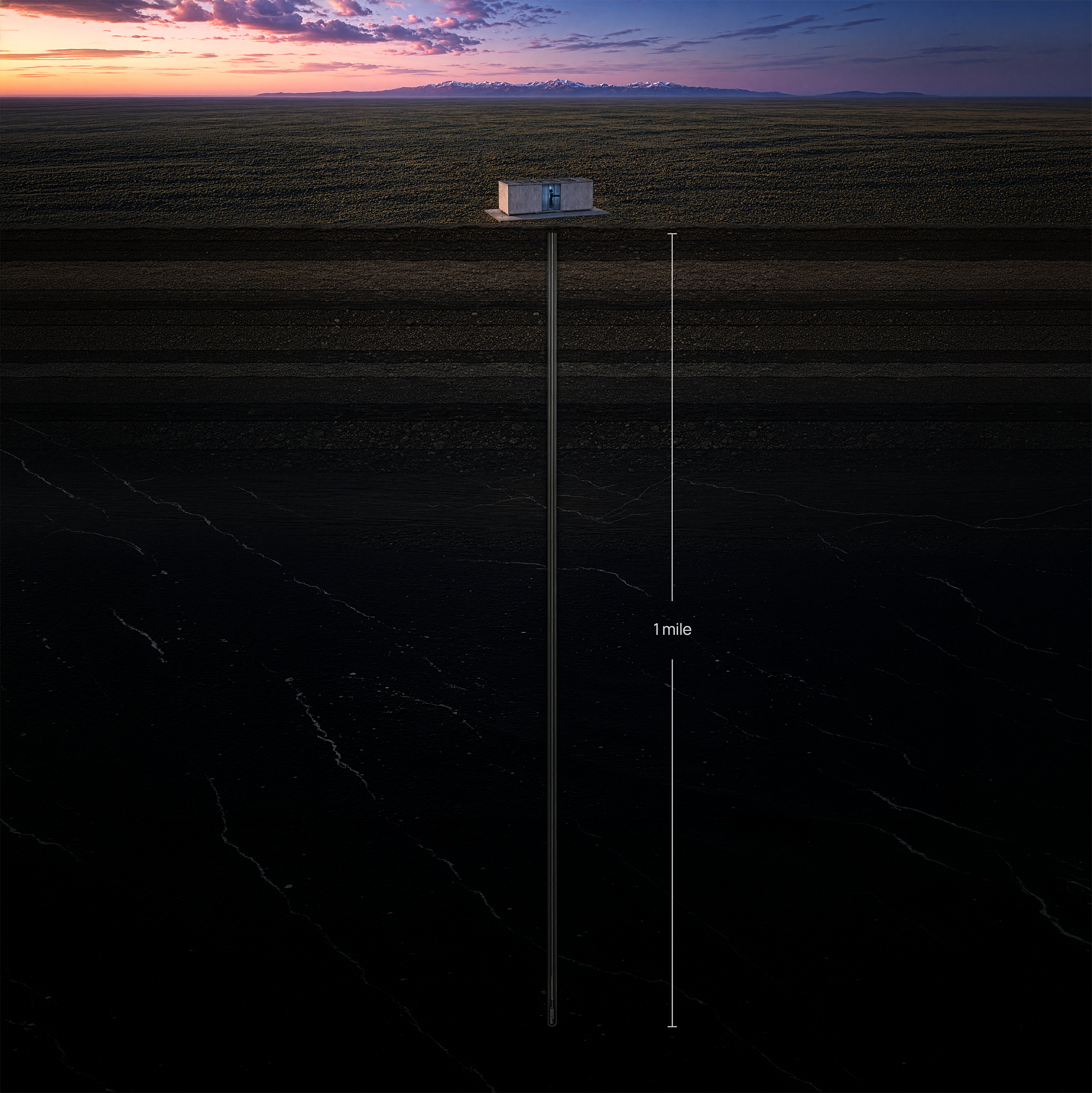 Borehole Shelter Illustration, 1 Mile Depth